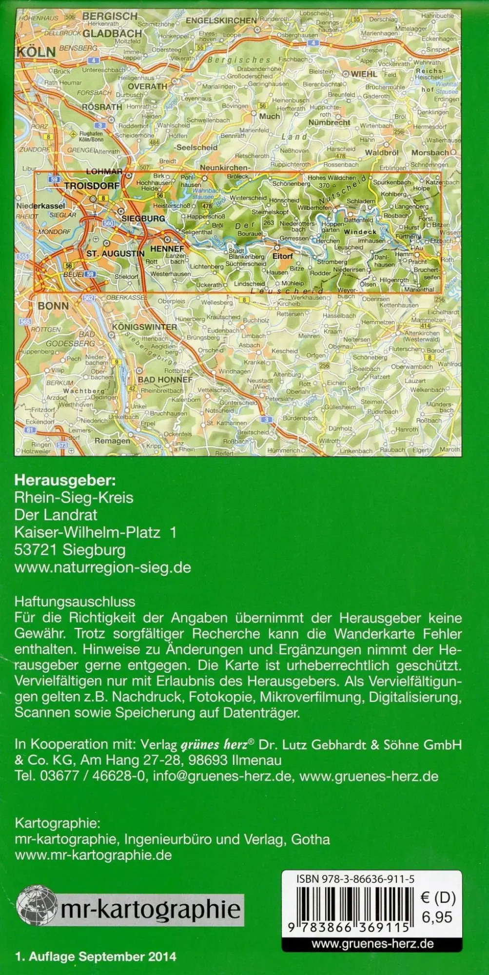 Bild: 9783866369115 | Naturregion Sieg Wanderkarte 1:25 000 | Rhein-Sieg-Kreis | Deutsch