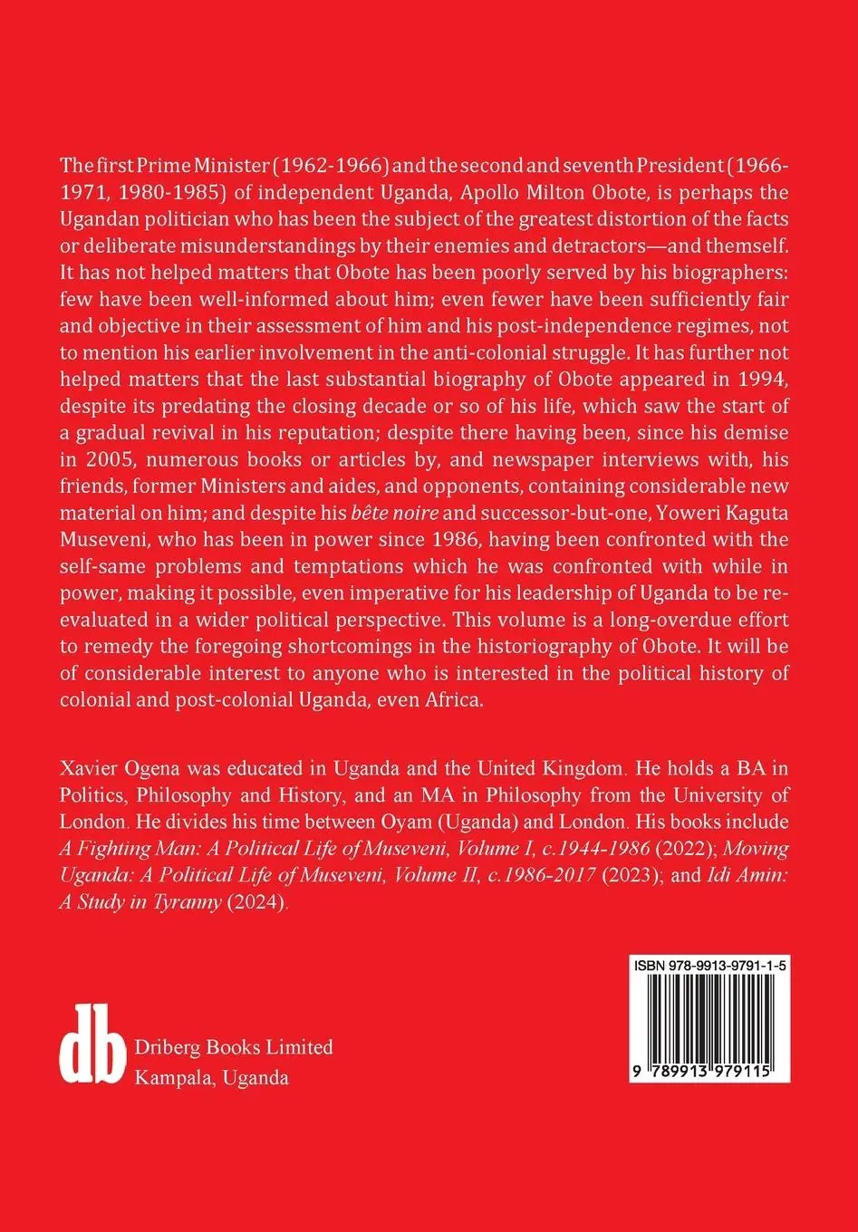 Rückseite: 9789913979115 | Obote In Political History of Uganda | Xavier Ogena | Taschenbuch