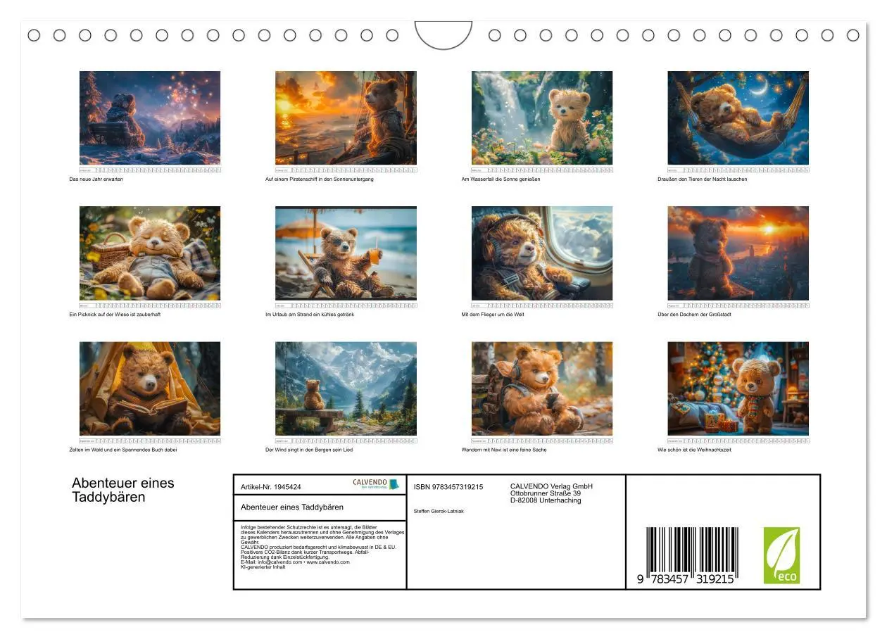 Bild: 9783457319215 | Abenteuer eines Taddybären (Wandkalender 2026 DIN A4 quer),...