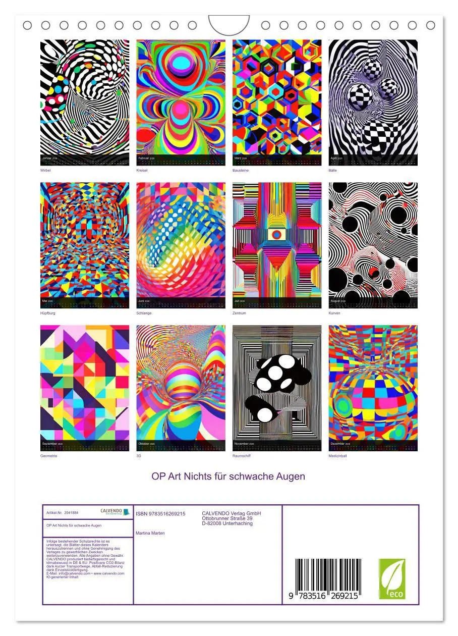 Bild: 9783516269215 | OP Art Nichts für schwache Augen (Wandkalender 2026 DIN A4 hoch),...
