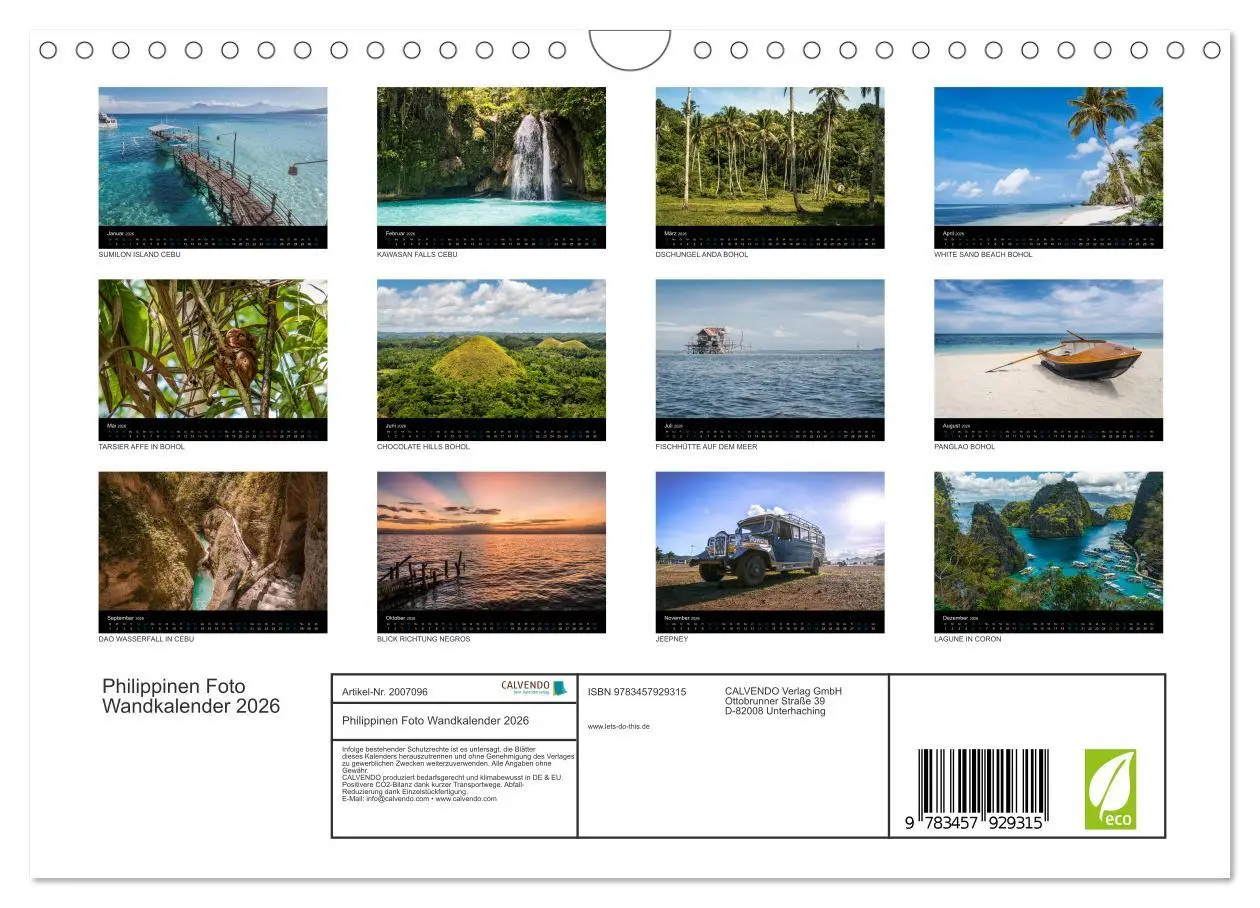 Bild: 9783457929315 | Philippinen Foto Wandkalender 2026 (Wandkalender 2026 DIN A4 quer),...