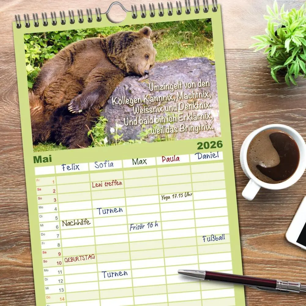 Bild: 9783516499315 | Familienplaner 2026 - Spaß mit Bären: Edition lustige Tiere mit 5...