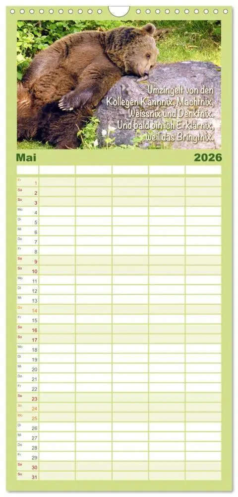 Bild: 9783516499315 | Familienplaner 2026 - Spaß mit Bären: Edition lustige Tiere mit 5...