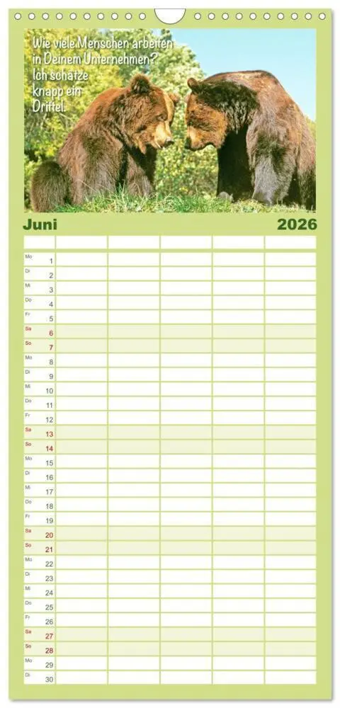 Bild: 9783516499315 | Familienplaner 2026 - Spaß mit Bären: Edition lustige Tiere mit 5...