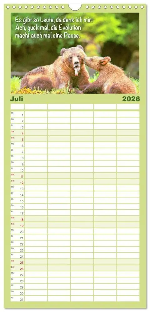 Bild: 9783516499315 | Familienplaner 2026 - Spaß mit Bären: Edition lustige Tiere mit 5...
