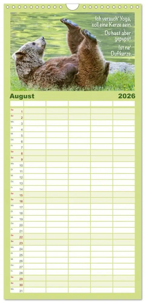Bild: 9783516499315 | Familienplaner 2026 - Spaß mit Bären: Edition lustige Tiere mit 5...