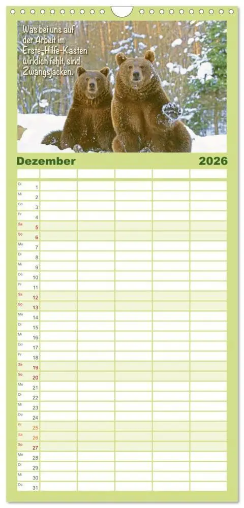 Bild: 9783516499315 | Familienplaner 2026 - Spaß mit Bären: Edition lustige Tiere mit 5...