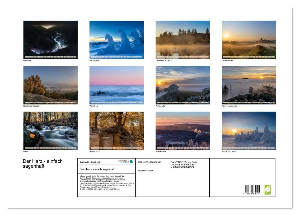 Bild: 9783516639315 | Der Harz - einfach sagenhaft (Wandkalender 2026 DIN A2 quer),...