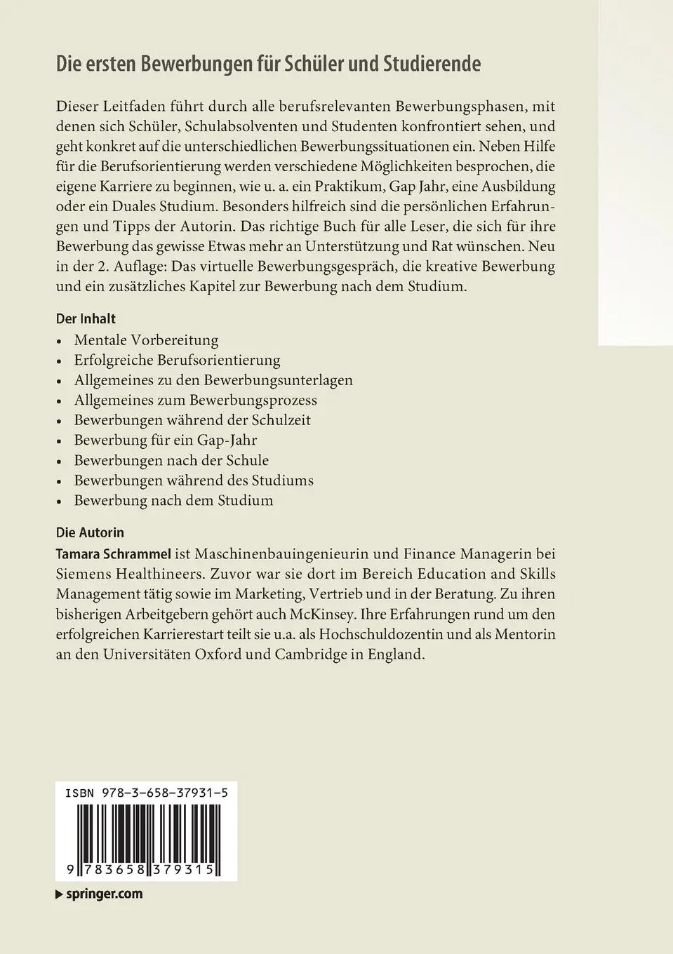 Rückseite: 9783658379315 | Die ersten Bewerbungen für Schüler und Studierende | Tamara Schrammel