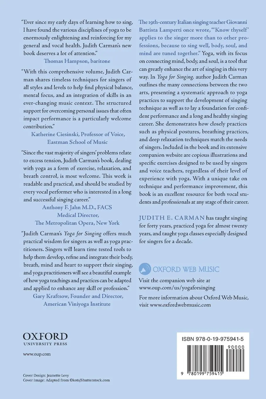 Rückseite: 9780199759415 | Yoga for Singing | A Developmental Tool for Technique &amp; Performance