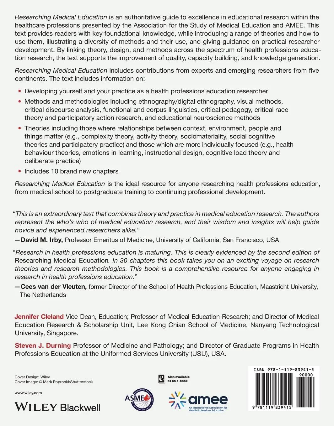 Rückseite: 9781119839415 | Researching Medical Education | Jennifer Cleland (u. a.) | Taschenbuch