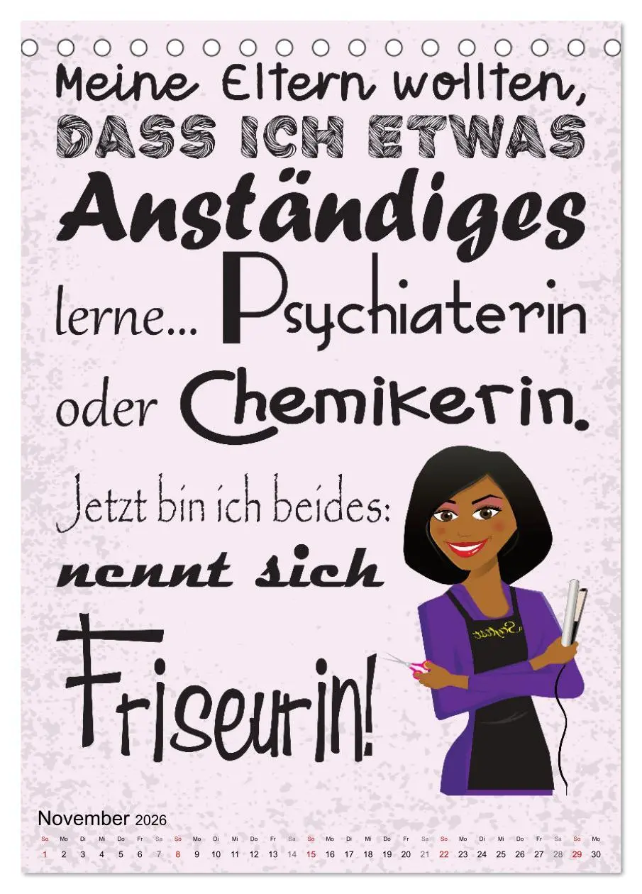 Bild: 9783516319415 | Haarige Friseursprüche (Tischkalender 2026 DIN A5 hoch), CALVENDO...