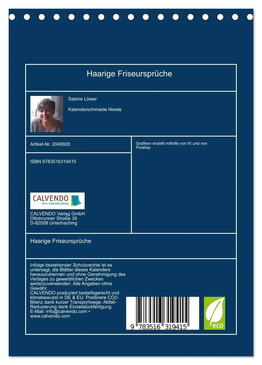 Bild: 9783516319415 | Haarige Friseursprüche (Tischkalender 2026 DIN A5 hoch), CALVENDO...