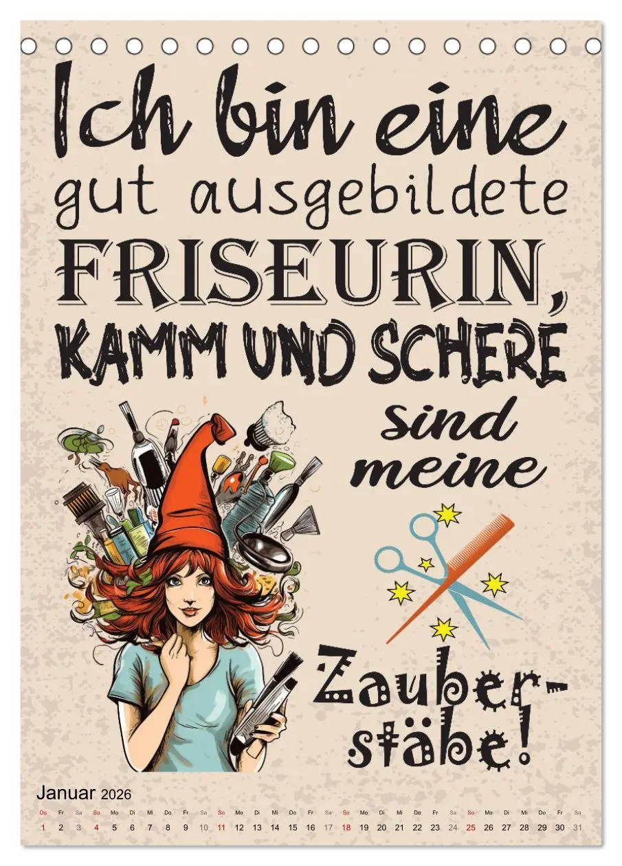 Bild: 9783516319415 | Haarige Friseursprüche (Tischkalender 2026 DIN A5 hoch), CALVENDO...