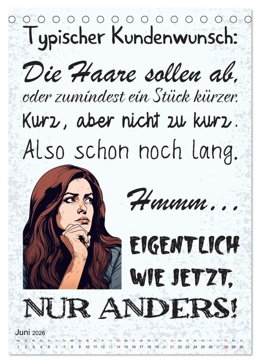 Bild: 9783516319415 | Haarige Friseursprüche (Tischkalender 2026 DIN A5 hoch), CALVENDO...