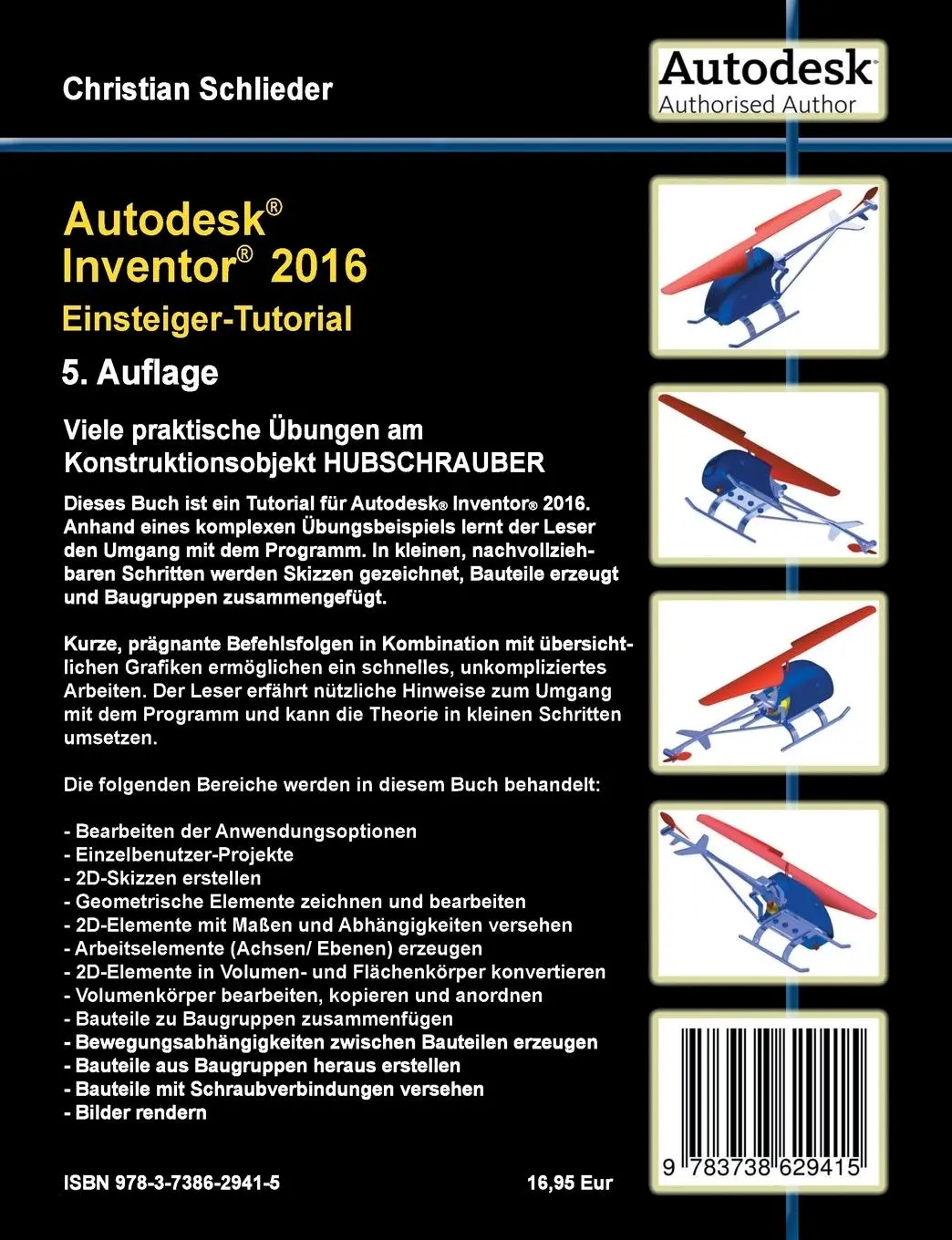Rückseite: 9783738629415 | Autodesk Inventor 2016 - Einsteiger-Tutorial Hubschrauber | Schlieder