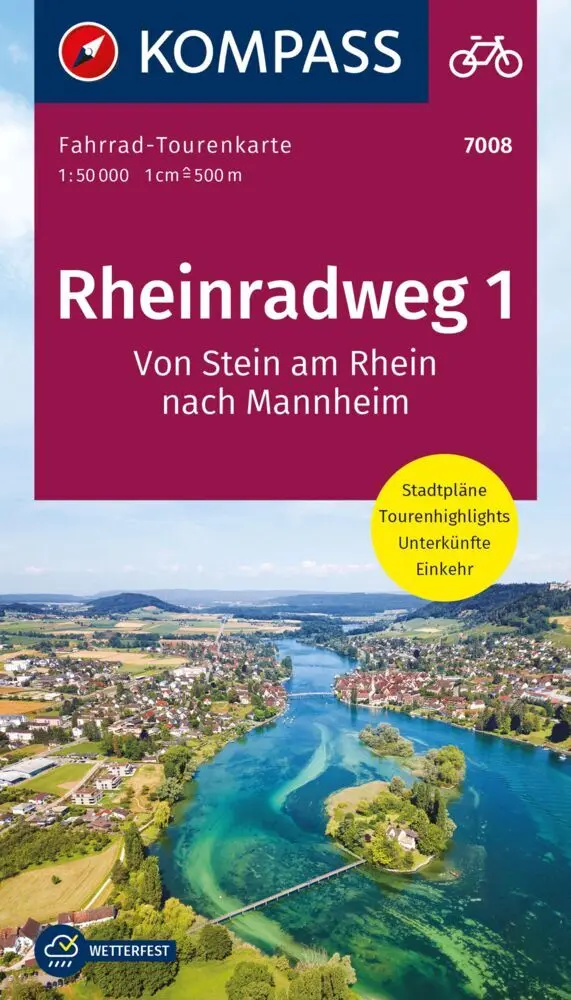 Cover: 9783991219415 | KOMPASS Fahrrad-Tourenkarte Rheinradweg 1 1:50.000 | Buch | Deutsch