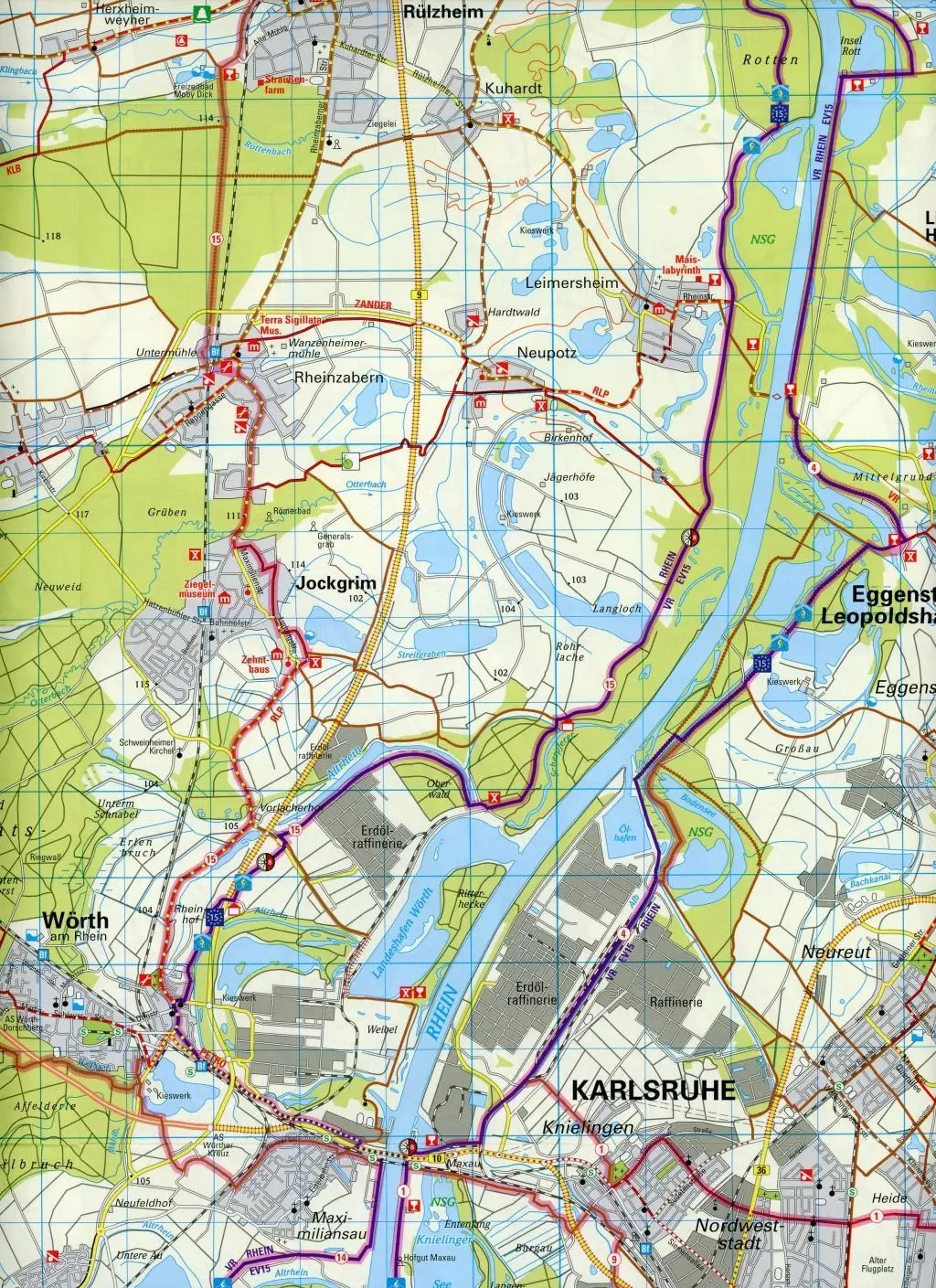 Bild: 9783870739515 | ADFC-Regionalkarte Karlsruhe und Umgebung,1:50.000, reiß- und...