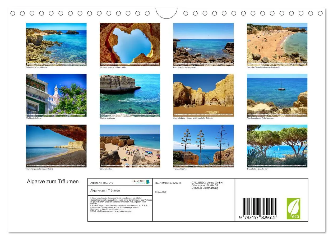 Bild: 9783457829615 | Algarve zum Träumen (Wandkalender 2026 DIN A4 quer), CALVENDO...