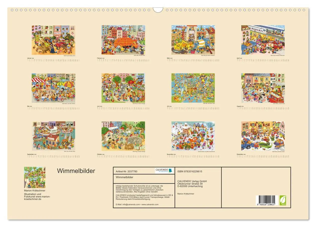 Bild: 9783516229615 | Wimmelbilder (Wandkalender 2026 DIN A2 quer), CALVENDO Monatskalender