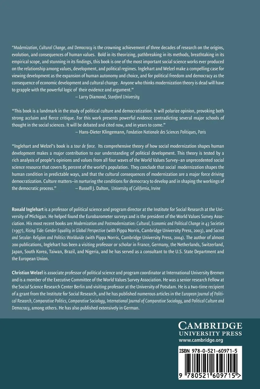 Rückseite: 9780521609715 | Modernization, Cultural Change, and Democracy | Inglehart (u. a.)