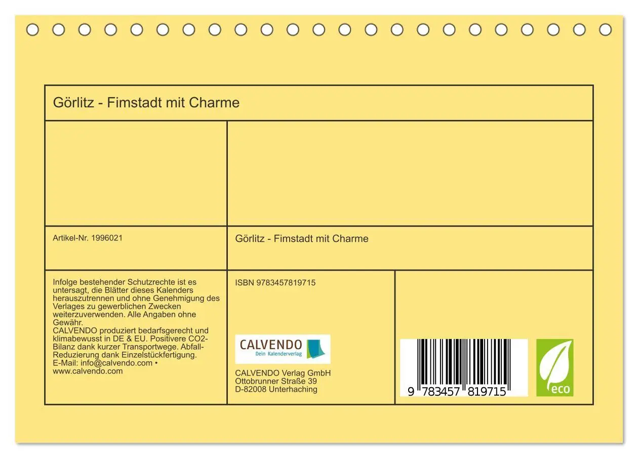 Bild: 9783457819715 | Görlitz - Fimstadt mit Charme (Tischkalender 2026 DIN A5 quer),...