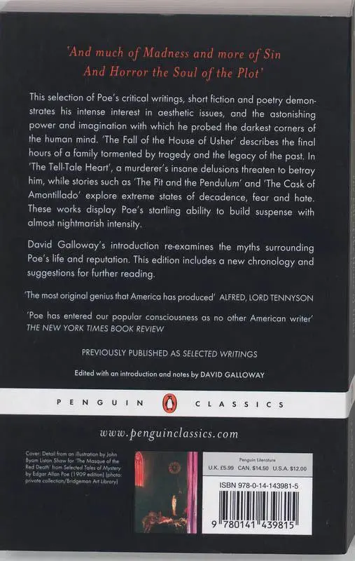 Rückseite: 9780141439815 | The Fall of the House of Usher and Other Writings | Edgar Allan Poe
