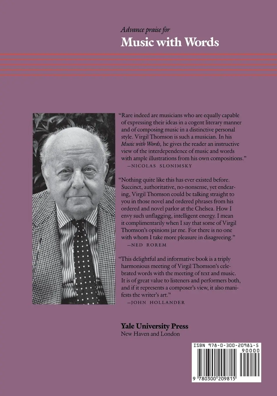 Rückseite: 9780300209815 | Music with Words | A Composers View | Virgil Thomson | Taschenbuch