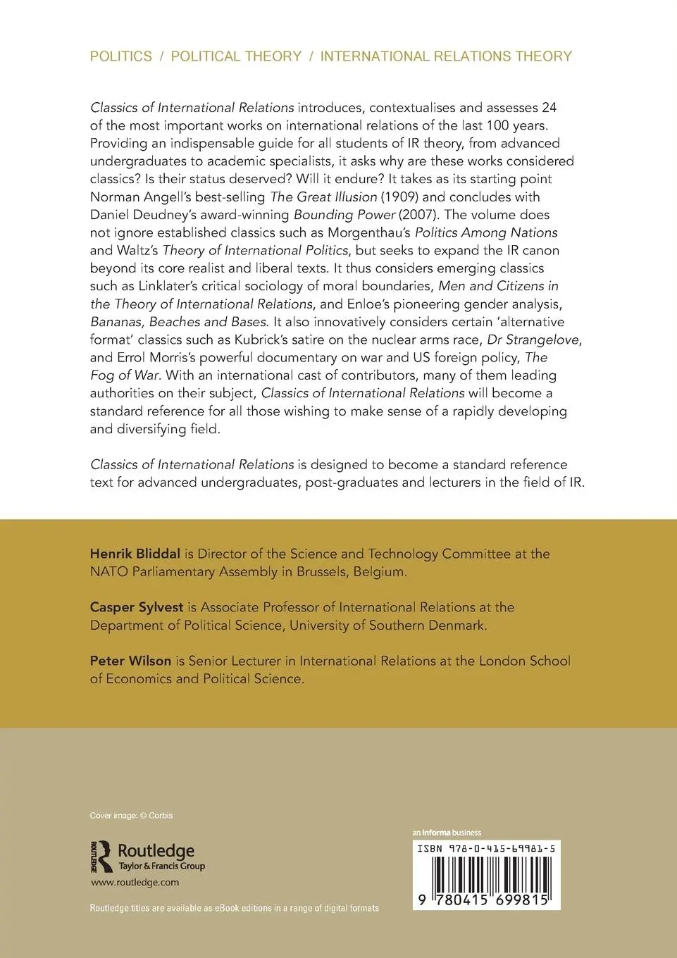 Rückseite: 9780415699815 | Classics of International Relations | Henrik Bliddal (u. a.) | Buch