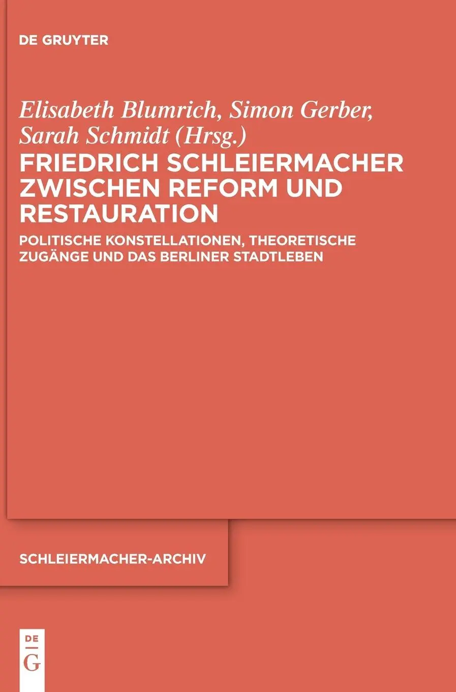 Cover: 9783111059815 | Friedrich Schleiermacher zwischen Reform und Restauration | Buch | XV
