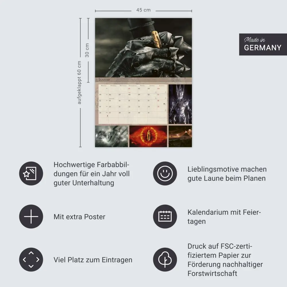 Bild: 9783756409815 | Der Herr der Ringe Broschur XL Kalender 2026 | Heye | Kalender | 28 S.