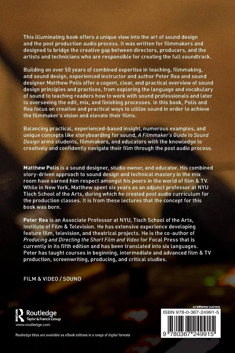 Rückseite: 9780367249915 | A Filmmaker's Guide to Sound Design | Matthew Polis (u. a.) | Buch