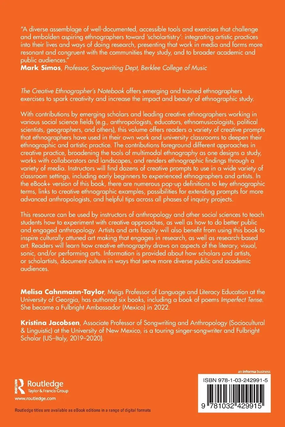 Rückseite: 9781032429915 | The Creative Ethnographer's Notebook | Melisa Cahnmann-Taylor (u. a.)