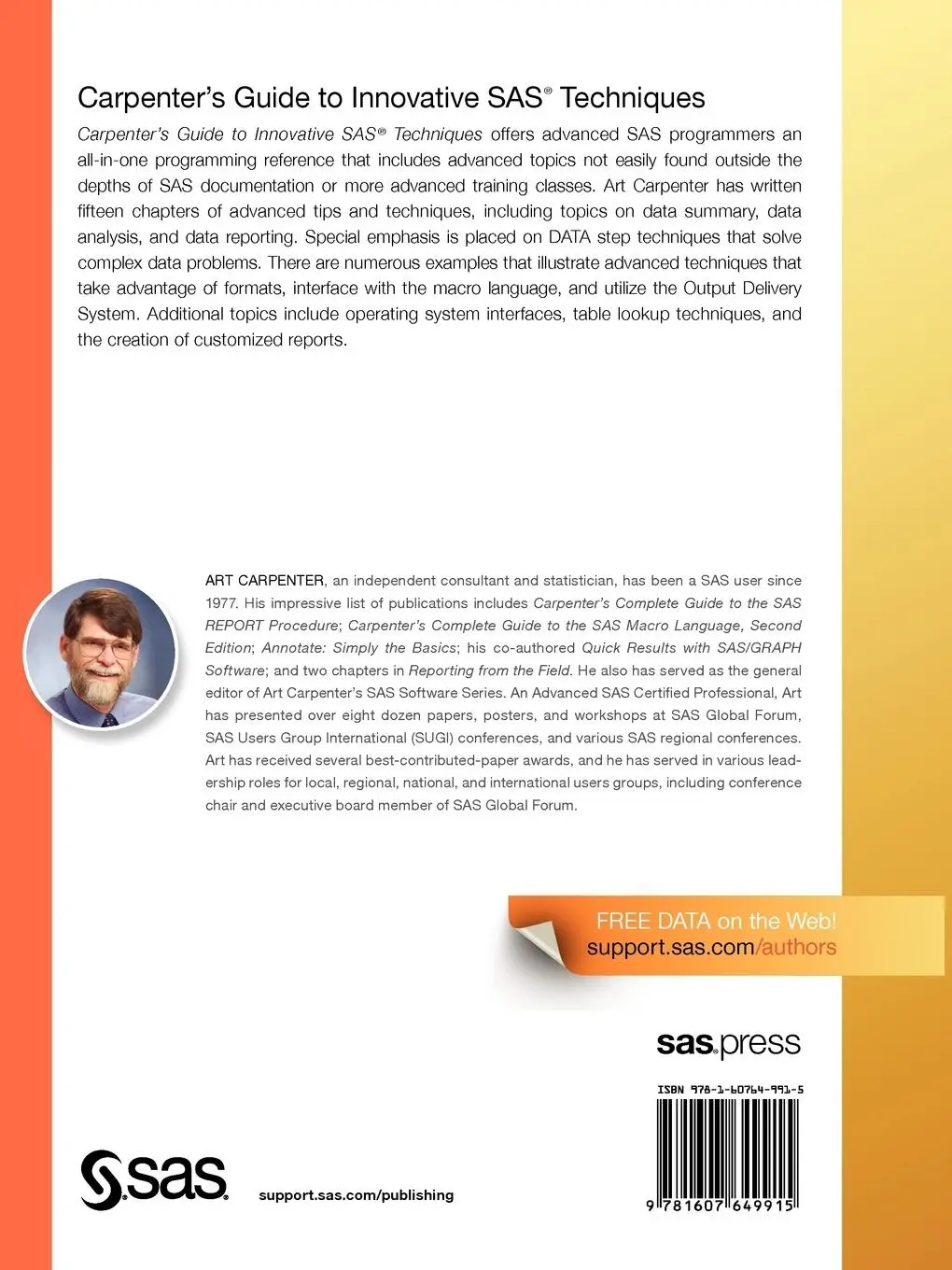 Rückseite: 9781607649915 | Carpenter's Guide to Innovative SAS Techniques | Art Carpenter | Buch