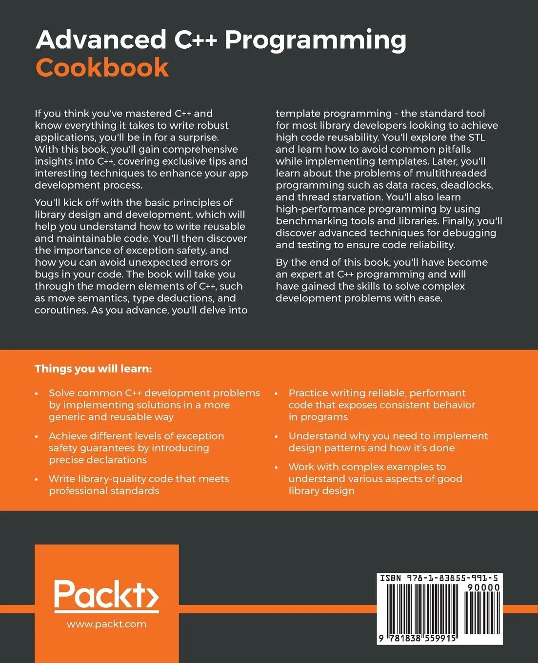 Rückseite: 9781838559915 | Advanced C++ Programming Cookbook | Rian Quinn | Taschenbuch | 2020
