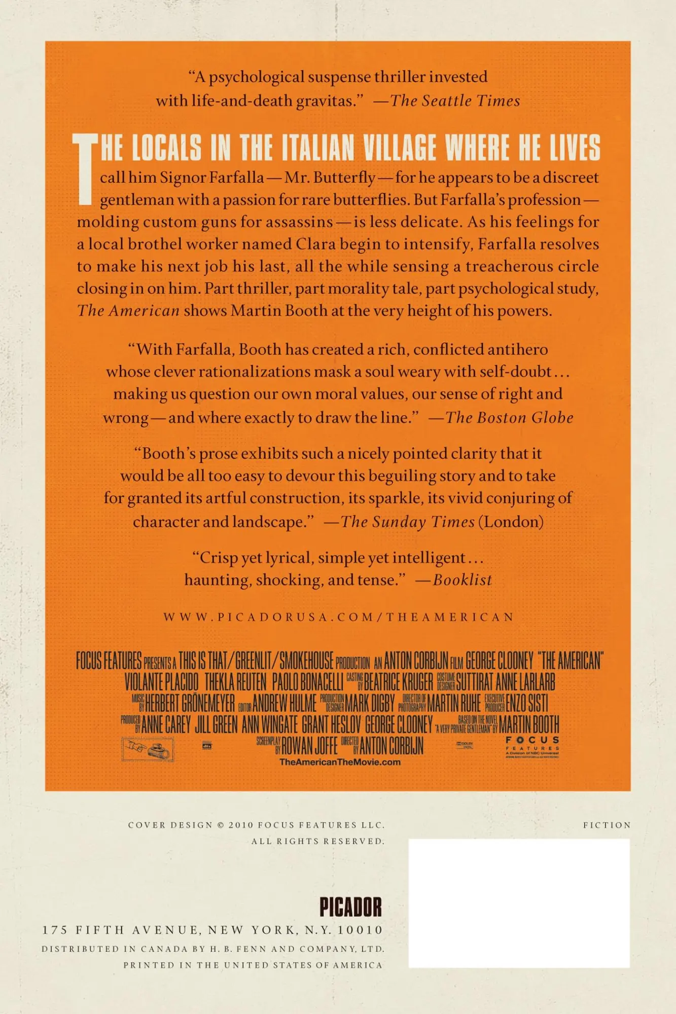 Rückseite: 9780312430016 | The American | Previously Published as "A Very Private Gentleman"