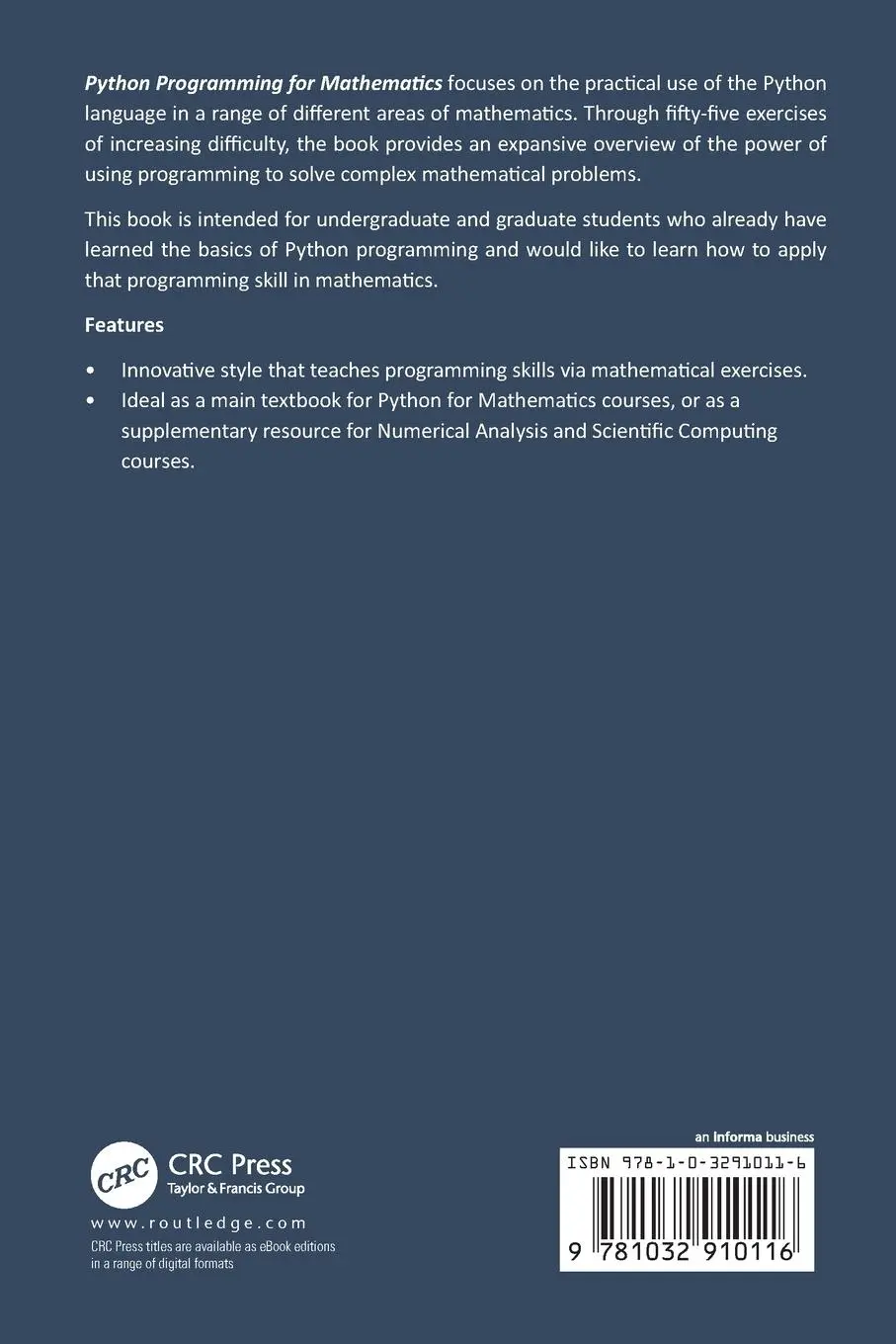 Rückseite: 9781032910116 | Python Programming for Mathematics | Julien Guillod | Taschenbuch