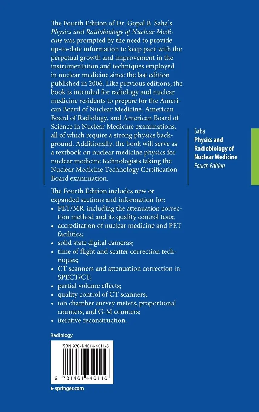 Rückseite: 9781461440116 | Physics and Radiobiology of Nuclear Medicine | Gopal B. Saha | Buch