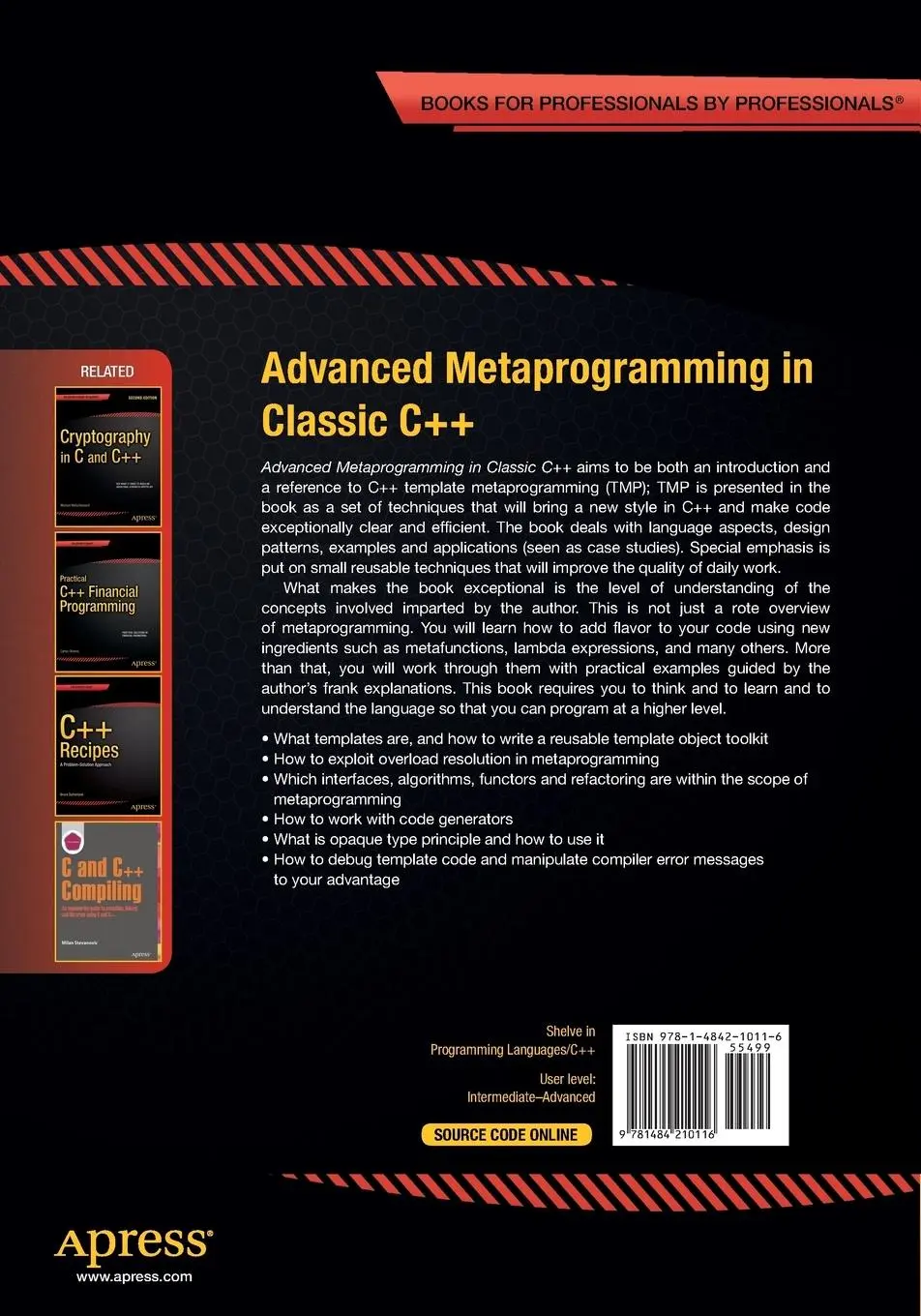 Rückseite: 9781484210116 | Advanced Metaprogramming in Classic C++ | Davide Di Gennaro | Buch