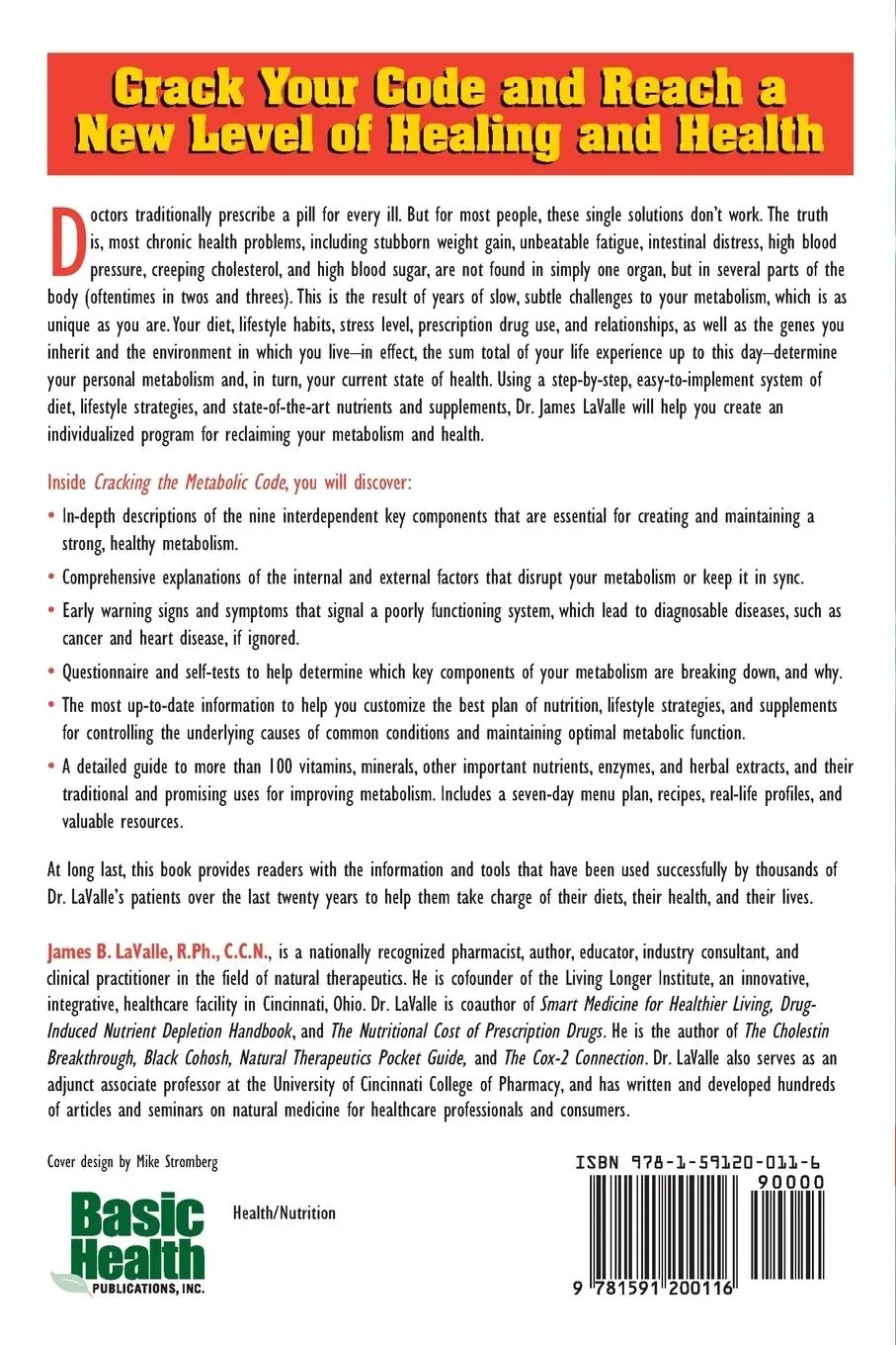 Rückseite: 9781591200116 | Cracking the Metabolic Code | 9 Keys to Optimal Health | Lavalle