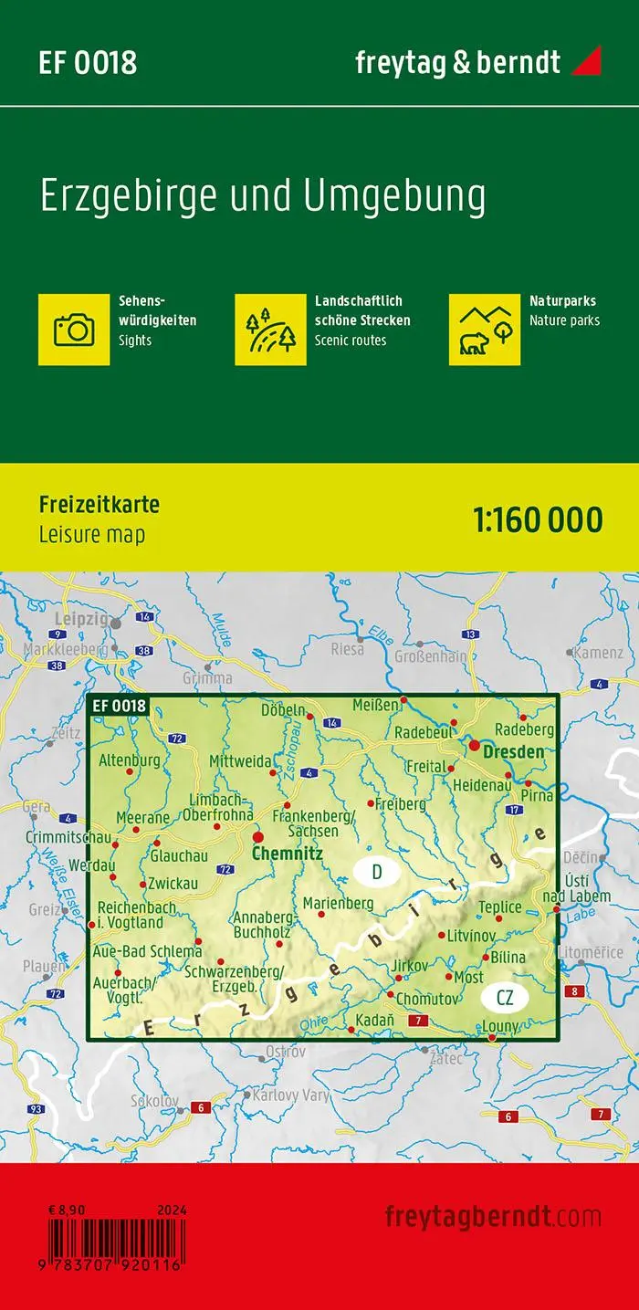 Rückseite: 9783707920116 | freytag &amp; berndt Freizeitkarte Erzgebirge und Umgebung 1:160.000