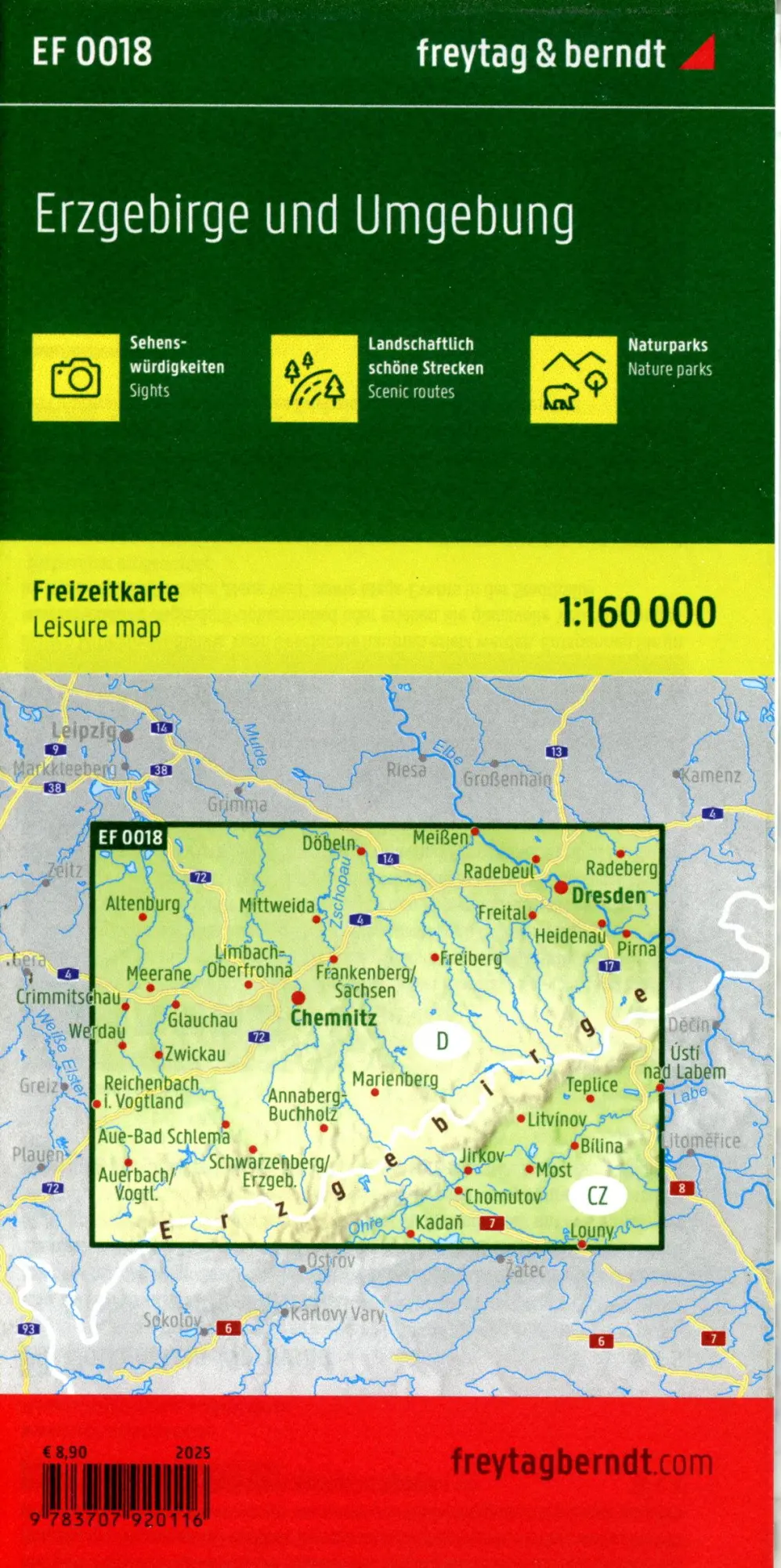 Bild: 9783707920116 | freytag &amp; berndt Freizeitkarte Erzgebirge und Umgebung 1:160.000