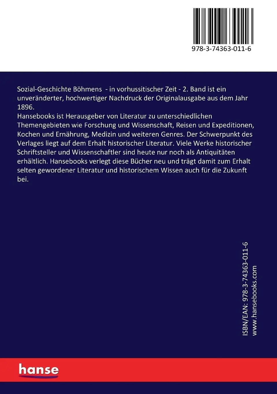 Rückseite: 9783743630116 | Sozial-Geschichte Böhmens | in vorhussitischer Zeit - 2. Band | Buch