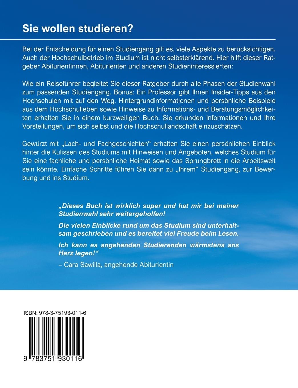 Rückseite: 9783751930116 | Reisebegleiter zum Wunsch-Studium: Insider-Tipps zur Studienwahl