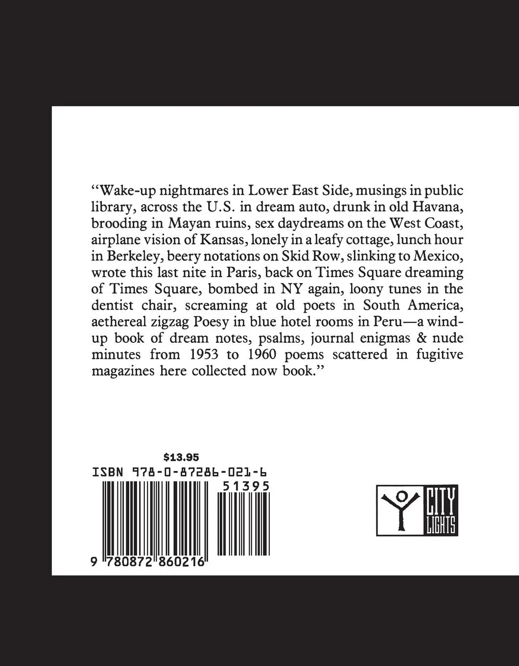 Rückseite: 9780872860216 | Reality Sandwiches | 1953-1960 | Allen Ginsberg | Taschenbuch