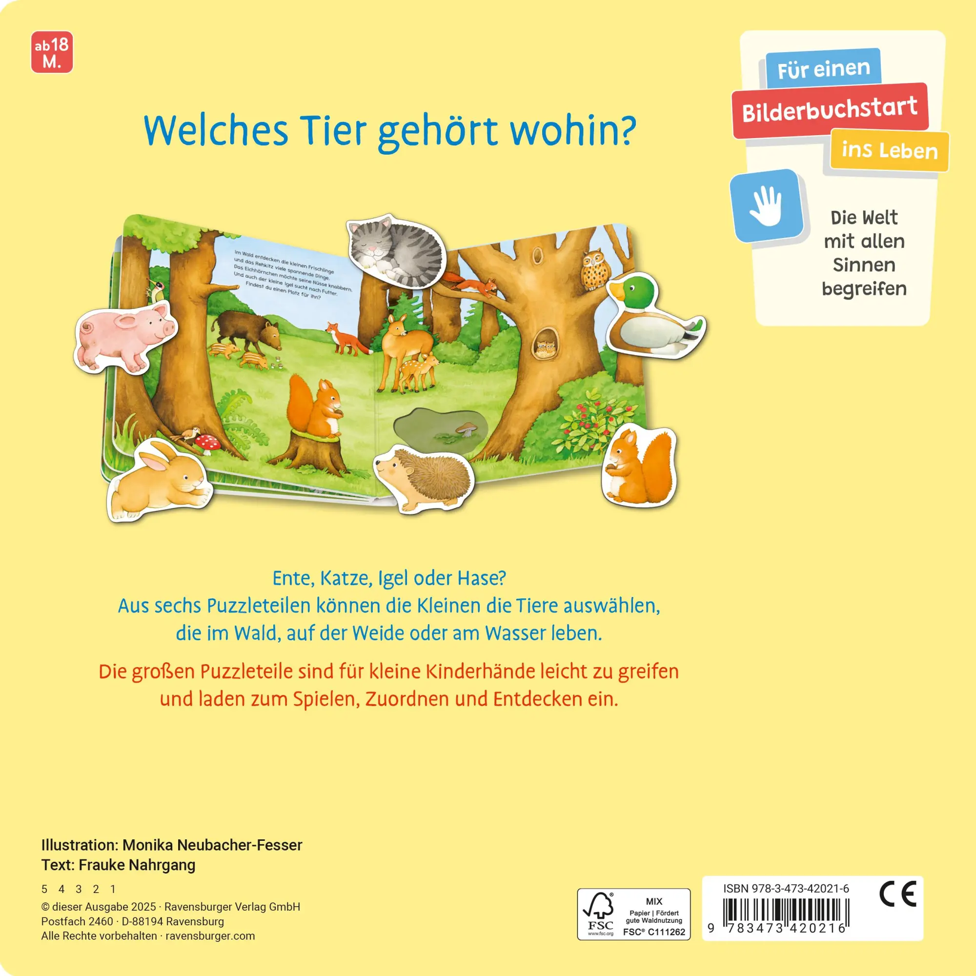 Rückseite: 9783473420216 | Mein liebstes Puzzle-Spielbuch - Tiere | Frauke Nahrgang | Buch | 2025