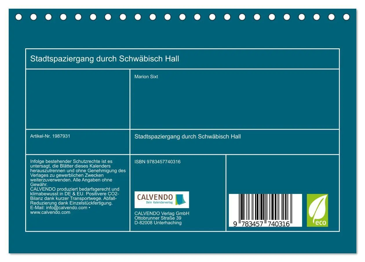 Bild: 9783457740316 | Stadtspaziergang durch Schwäbisch Hall (Tischkalender 2026 DIN A5...