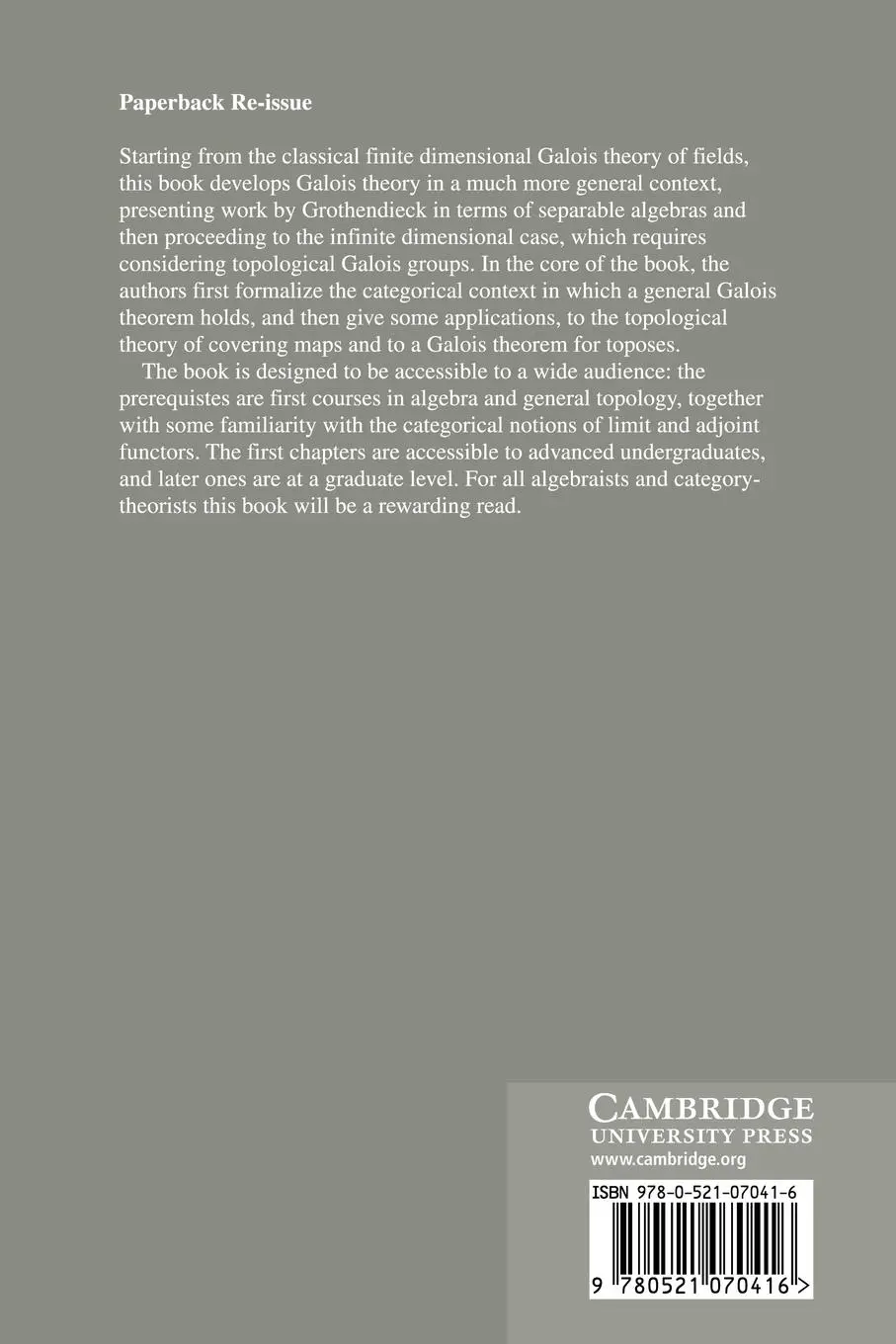 Rückseite: 9780521070416 | Galois Theories | Francis Borceux (u. a.) | Taschenbuch | Englisch