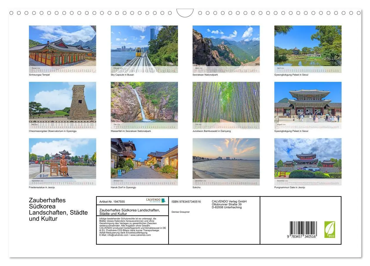 Bild: 9783457340516 | Zauberhaftes Südkorea Landschaften, Städte und Kultur (Wandkalender...