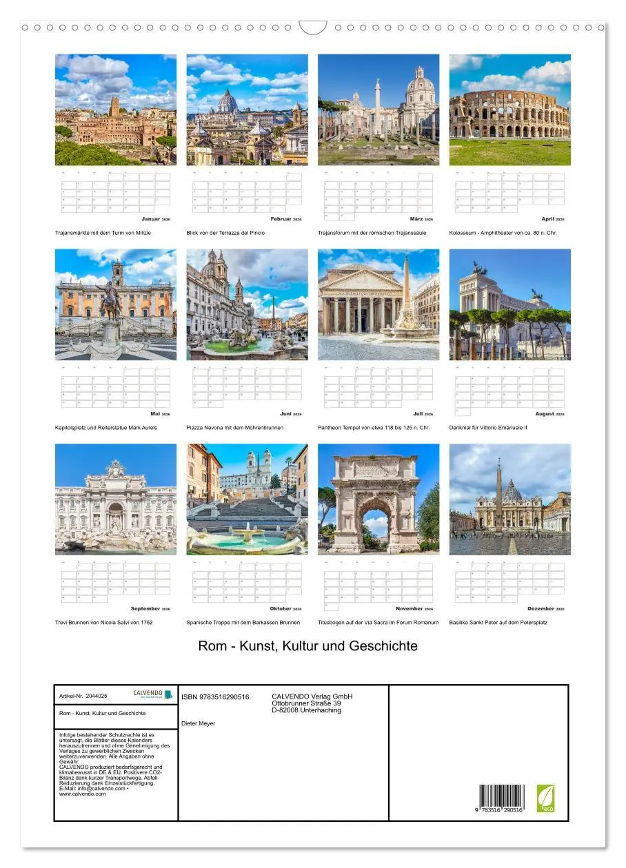 Bild: 9783516290516 | Rom - Kunst, Kultur und Geschichte (Wandkalender 2026 DIN A2 hoch),...